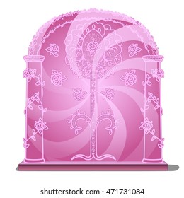 Pink portal. Vector illustration.
