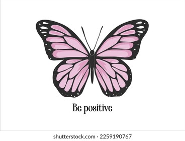 pink positive butterfly hand drawn design