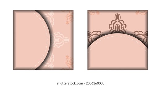 A pink postcard with an abstract ornament prepared for typography.