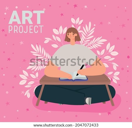pink poster of art project