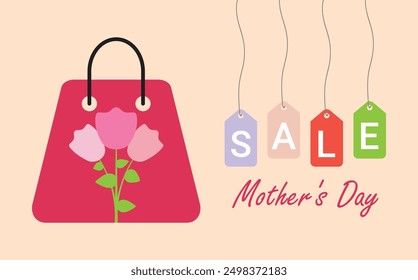 Pink poster of Mother's Day sale vector promotion display poster