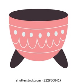 Pink pot for cactus flat icon Home decor