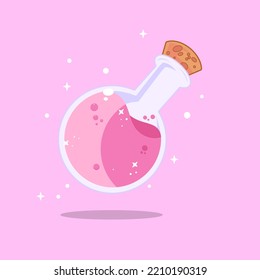 Pink potion bottle for halloween. cartoon vector illustration isolated background