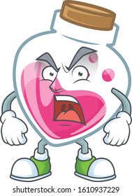 Pink potion cartoon character design having angry face