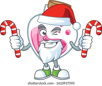 Pink potion Cartoon character in Santa costume with candy