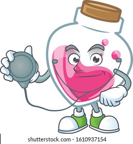 Pink potion cartoon character style in a Doctor costume with tools