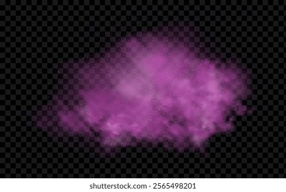 Pink powder dust with glittering shimmering swirls, shiny glitter design. Magical motion, sparkling lines on a black background.