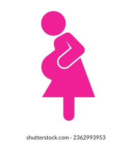 Pink pregnant woman icon. Vector.