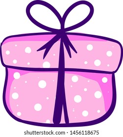 Pink present box, illustration, vector on white background.