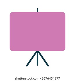 Tablero de presentación rosa en el soporte del trípode para mostrar información o ilustraciones fácilmente