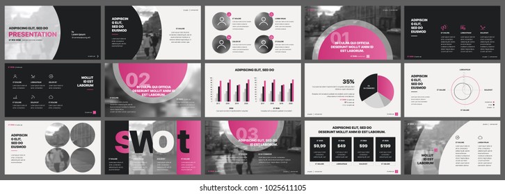 Pink presentation templates elements on a white background. Vector infographics. Use in Presentation, flyer and leaflet, corporate report, marketing, advertising, annual report, banner.