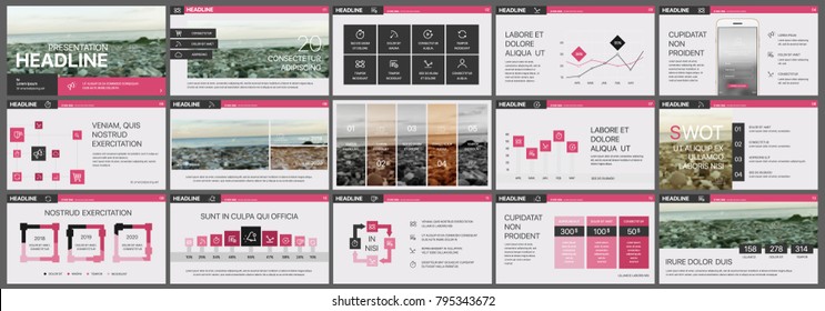 Pink Presentation templates elements on a white background. Vector infographics. Use in Presentation, flyer and leaflet, corporate report, marketing, advertising, annual report, banner.