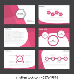 Pink presentation templates Infographic elements flat design set for brochure flyer leaflet marketing advertising