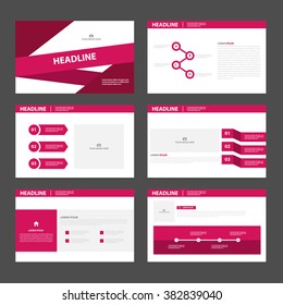 Pink presentation templates Infographic elements flat design set for brochure flyer leaflet marketing advertising