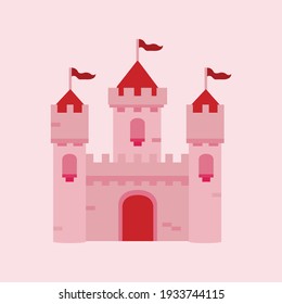 Pink princess castle vector illustration flat design
