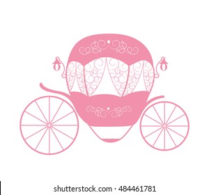 Pink Princess Cinderella Fairytale carriage. Vector Illustration. EPS10