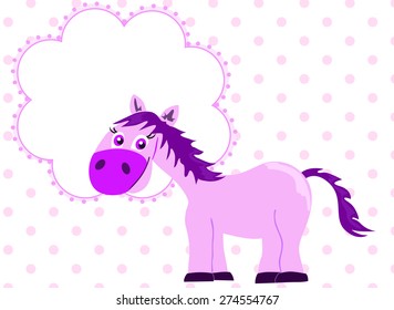 Pink princess horse with blank banner