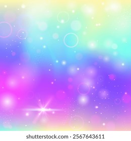 Pink Princess Pattern. Purple Abstract Gradient. Kawaii Background. Holographic Magical Effect. Blue Blurred Hologram. Rainbow Invitation. Girl Glitter. Candy Kawaii Background.