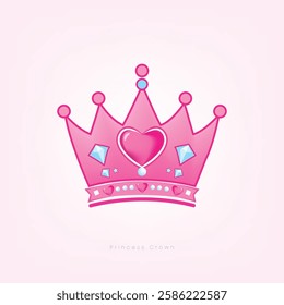 Pink Princess Royalty Crown With Heart Jewels