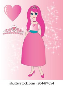Pink princess and shiny heart