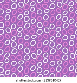 Pink print with abstract rings for girly wallpaper design. Cute seamless pattern with simple hand drawn loops in white, lilac colors for covers, modern fabric. Rounded bubbles for abstract textures.