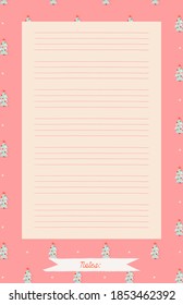 Pink printable planner, organizer. Hand-drawn winter ornate notes, to-do, and to-buy list. Festively decorated vintage planning sheets. Time management concept. Pre-made stationery organizers.