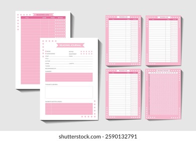 Pink Printable reading journal Templates