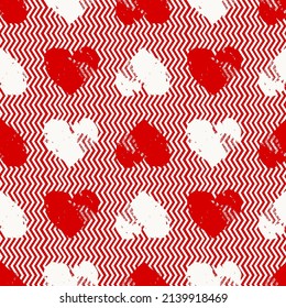 Pink printed hearts, vintage vector seamless pattern, love, romantic, Valentines day theme, template for textile, wallpaper, wrapping paper.