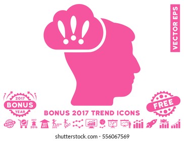 Pink Problem Brainstorm icon with bonus 2017 trend images. Vector illustration style is flat iconic symbols, white background.