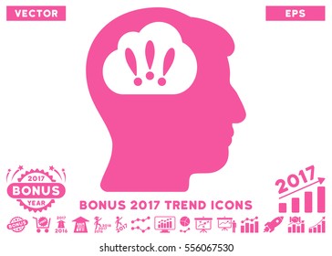 Pink Problem Brainstorm pictogram with bonus 2017 trend symbols. Vector illustration style is flat iconic symbols, white background.