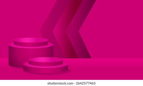 Pink product mockup scene with abstract background background, template, banner– vector illustration