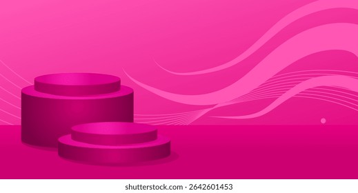 Pink product mockup scene with abstract background background, template, banner– vector illustration