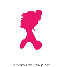 Pink profile of a woman. Universal sign on isolated background.
