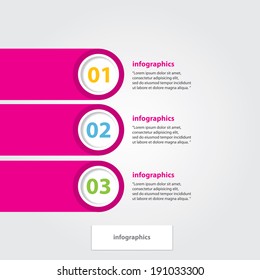 pink progress paper banners / can be used for infographics / numbered banners / horizontal cutout lines / graphic or website layout vector