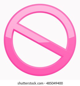 Pink Prohibition sign 3D Icon at the white background. Do Not Symbol for your Business Presentation. Vector Isolated illustration