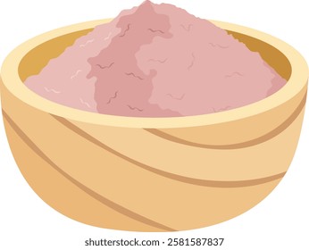 Pink Protein Powder in Bowl Illustration Isolated on White Background