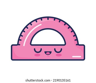 pink protractor kawaii style character