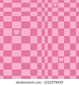 Pink psychedelic checkerboard pattern. Visually striking design featuring in pastel rose colors, trippy geometric shapes. Optical illusions, girly style, valentine day background vector for love card