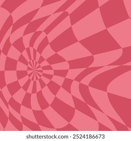 Pink psychedelic checkerboard pattern. Visually striking design featuring in pastel rose colors, trippy geometric shapes. Optical illusions, girly style, valentine day background vector for love card