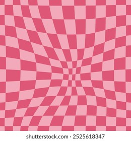 Pink psychedelic checkerboard pattern. Visually striking design featuring in pastel rose colors, trippy geometric shapes. Optical illusions, girly style, valentine day background vector for love card