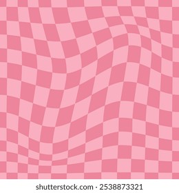 Pink psychedelic checkerboard pattern. Visually striking design featuring in pastel rose colors, trippy geometric shapes. Optical illusions, girly style, valentine day background vector for love card