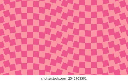 Patrón de tablero de ajedrez psicodélico rosa. Diseño visualmente llamativo con colores rosa pastel, Formas geométricas trippy. Ilusiones ópticas, estilo femenino, Vector de fondo del día de San Valentín para la tarjeta del amor