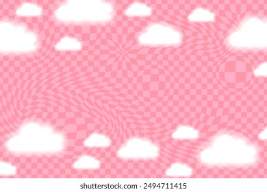 Pink psychedelic chequered background with white aura clouds.