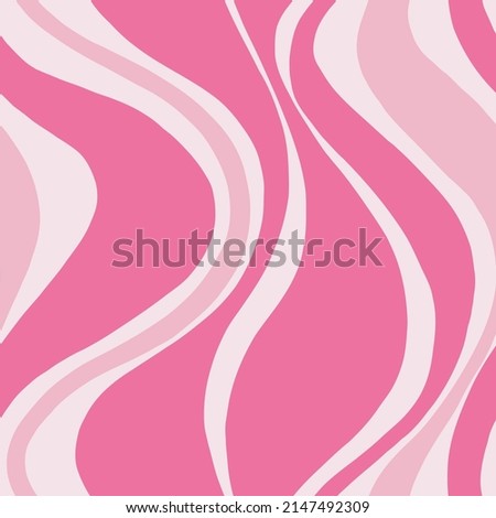 Pink psychedelic seamless pattern. Retro 70s 90s 00s style. Groovy waves texture for textile, paper, fabric. Abstract geometric vector surface 