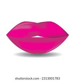 Pink puffy lips icon vector illustration symbol