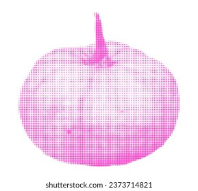 Pink pumpkin halftone collage element. Trendy Halloween grunge sticker, modern retro cutout shape, dotted Thanksgiving day symbol. Vector illustration isolated on transparent background