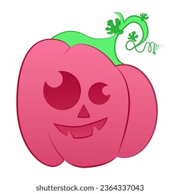 Pink pumpkin Halloween. Simple vector illustration