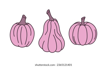 Pink Pumpkins Set Fall Autumn Halloween Thanksgiving Girl's Party