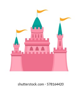 Pink puppet castle for a princess. flat vector illustration isolate on a white background