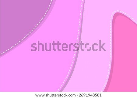 Pink and purple abstract wavy background with dashed line design, modern feminine minimal vector illustration